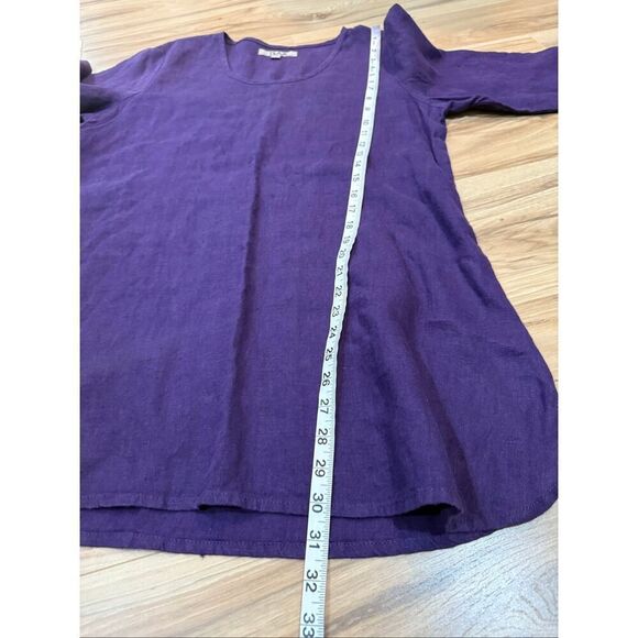 Flax NWOT purple linen top blouse tunic boho relaxed fit size Small - Picture 8 of 8